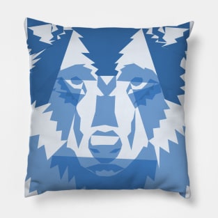 Geometric Blue Wolf Pillow