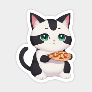 Cute Cat Eating a Pizza Magnet