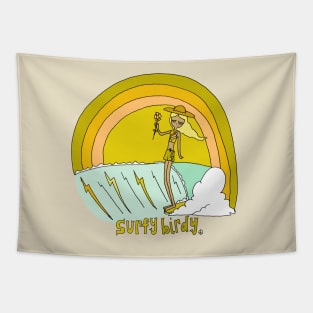 Surfy Birdy Rainbow Surf Flower Power Tee Tapestry