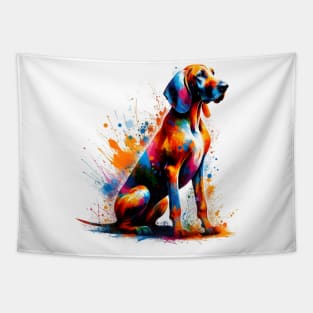 Vibrant Hanoverian Scenthound in Abstract Splash Art Tapestry