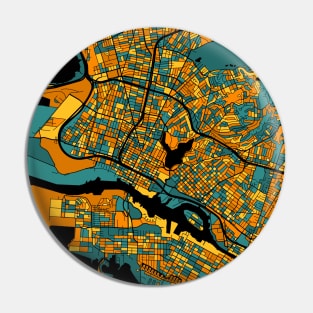 Oakland Map Pattern in Orange & Teal Pin