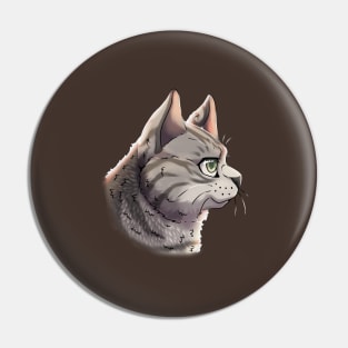 Silver Tabby British Shorthair Side Portrait Pin