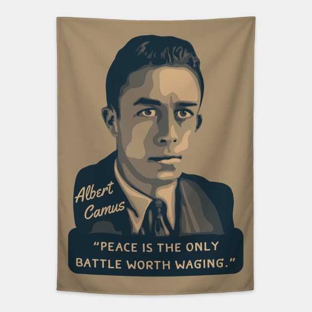 Albert Camus Portrait and Quote Tapestry by Slightly Unhinged