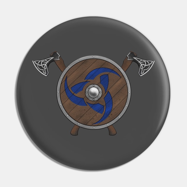 Viking Shield & Axes blue Pin by Pikolik
