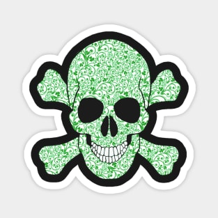 Shamrock And Swirls Pirate Skull And Crossbones Magnet