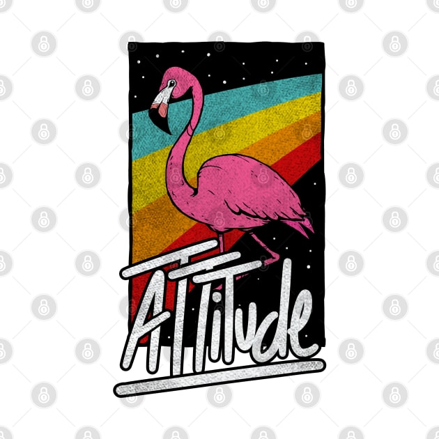 Flamingo Attitude Vintage Rainbow Funny Illustration by A Comic Wizard