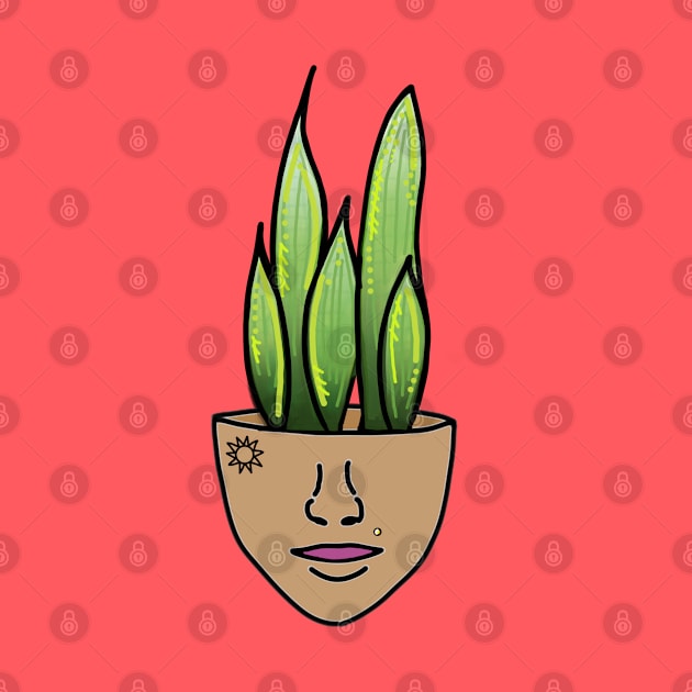 Snake Plant Person with Face Tattoo and Piercing by Tenpmcreations