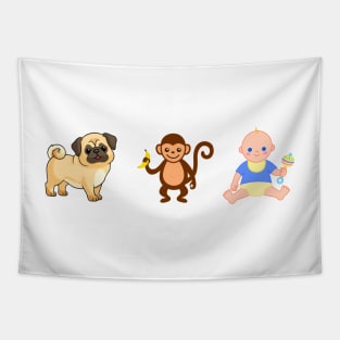 PuppyMonkeyBaby Shirt Tapestry