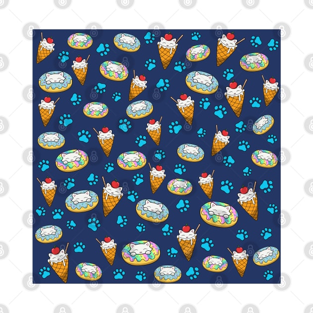 Cat, ice cream and donuts pattern by Purrfect