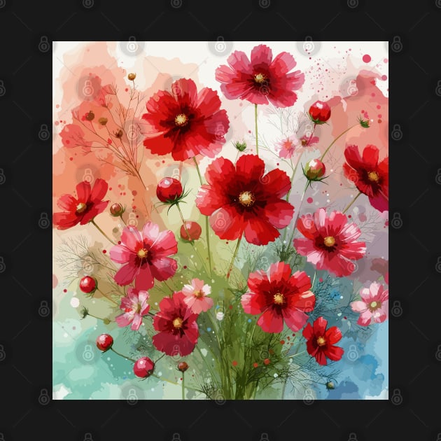 Red Cosmos Flower by Jenni Arts