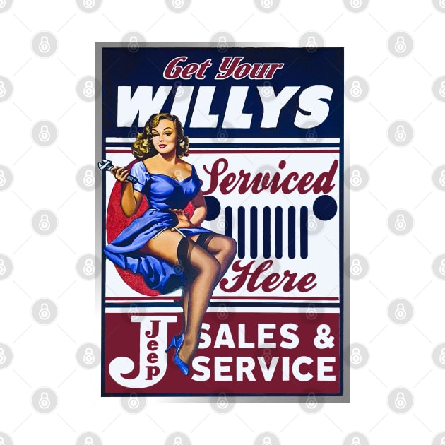 Get Your Willys Serviced Here - Vintage print by ArtShare