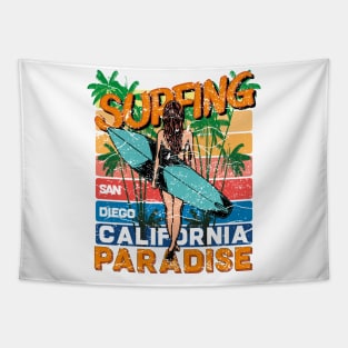 Surfing Paradise California Tapestry