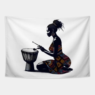 Afrocentric Woman Drum Tapestry