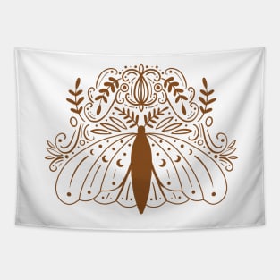 Gold Moth Folk Art Tapestry