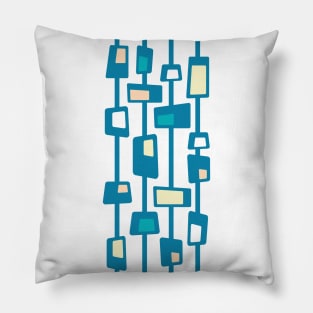 Mid Century Funky Blocks in Celadon Blue, Teal, Peach and Yellow Pillow