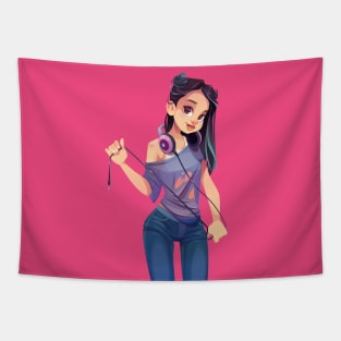 Cute and sexy modern cartoon anime girl Tapestry