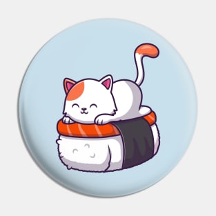 Cute Cat Sushi Salmon (2) Pin