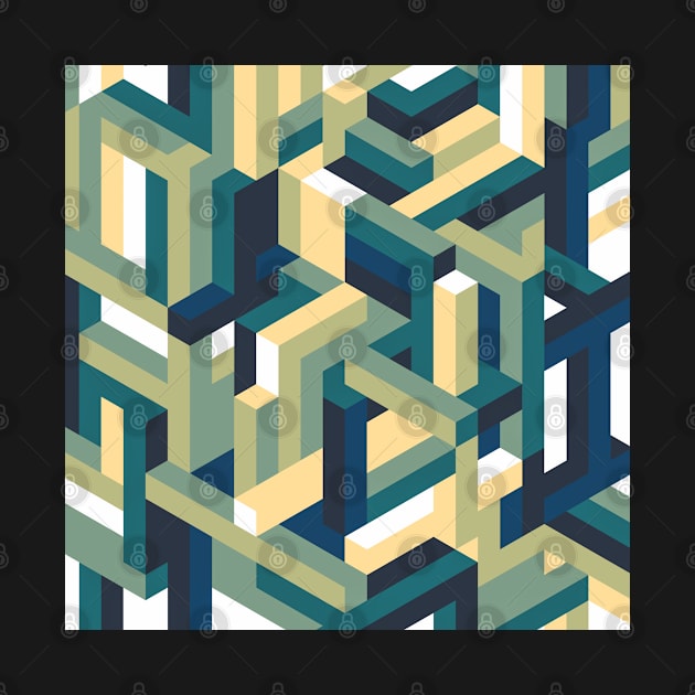 Blue and Green Isometric Maze by KimVanG