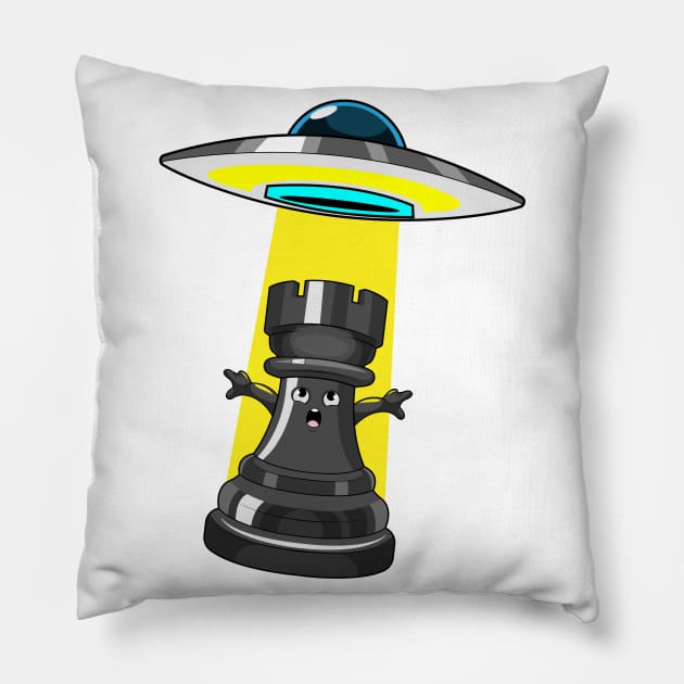 Chess piece Rook Spaceship Chess Pillow by Markus Schnabel