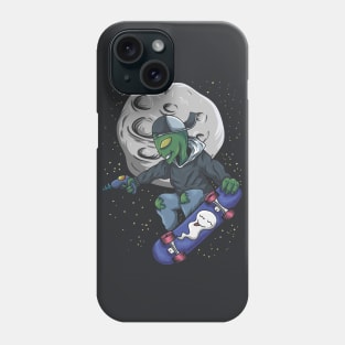 alien skateboarding in space hoodie and Phone Case