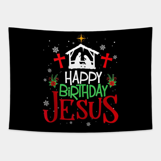 Happy Birthday Jesus - Funny Christian Christmas Holiday Gifts Tapestry by Origami Fashion