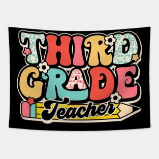 Retro Third Grade Teacher Flower Back To School For Boys Girl Tapestry