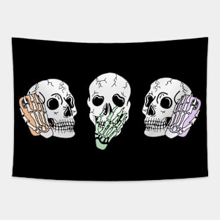 Chatty Skeleton Friends Talking on their Phones, Cute Pastel Colors, made by EndlessEmporium Tapestry