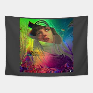 Uma Thurman Glitch Design Artwork Tapestry