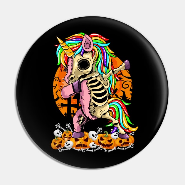 Unicorn Zombie Skeleton Dabbing Pumpkin Scary Halloween Pin by wonderws