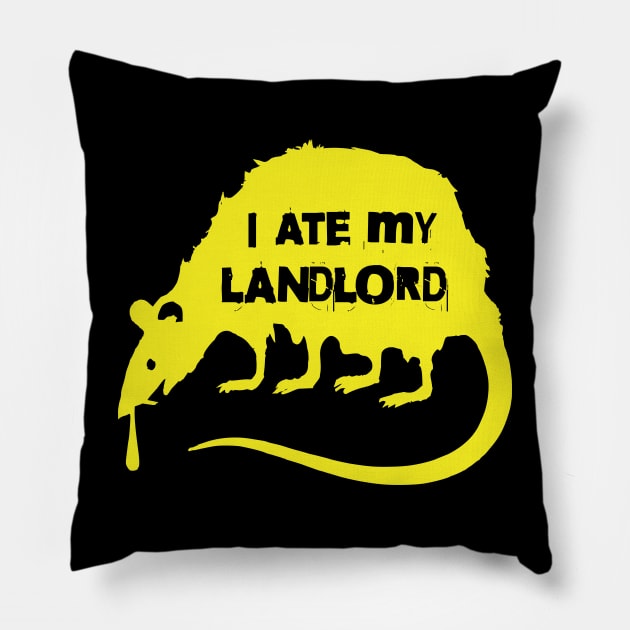 I Ate My Landlord Punk Rat Pillow by Rigipedia