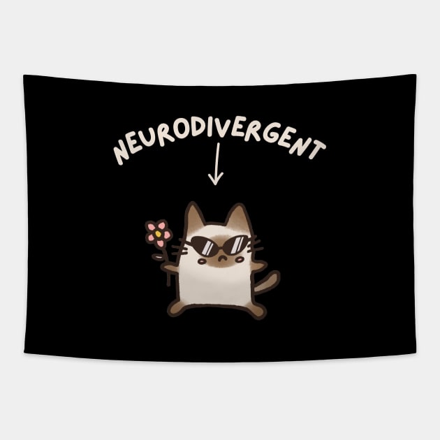 Neurodivergent Cat (Dark) Tapestry by applebubble