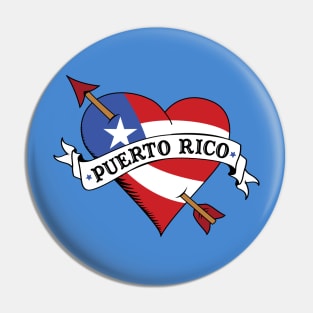 I Love Puerto Rico Flag Heart Tattoo Flash Pin