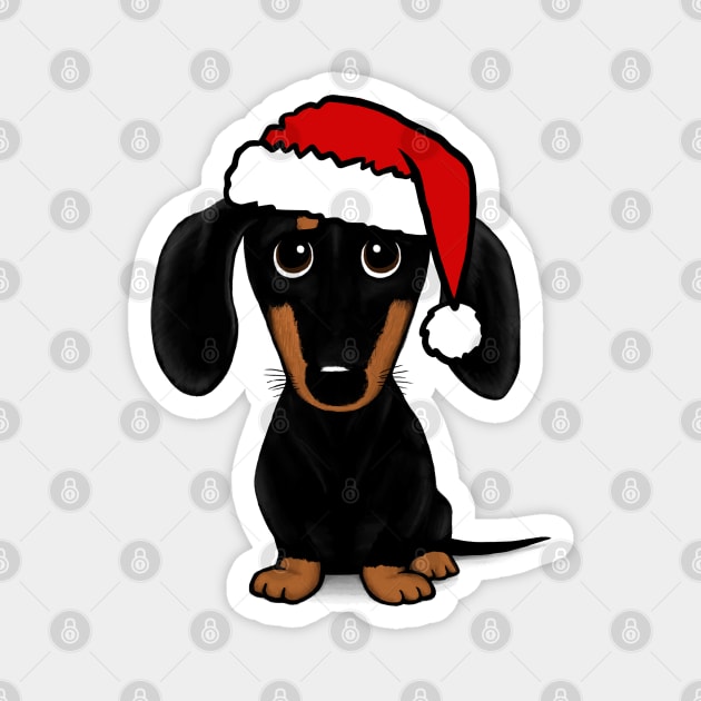 Santa Dachshund Black and Tan Wiener Dog Christmas Magnet by Coffee Squirrel