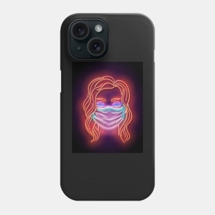 Glow Beautiful Girl with Face Mask Protective Phone Case