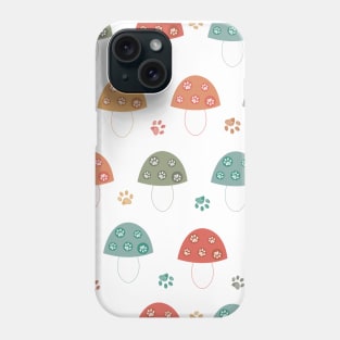 Mushroom with paw prints pattern Phone Case