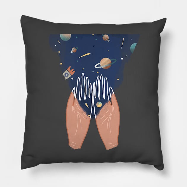 Cosmos in your hands Pillow by Kind_aquarelle