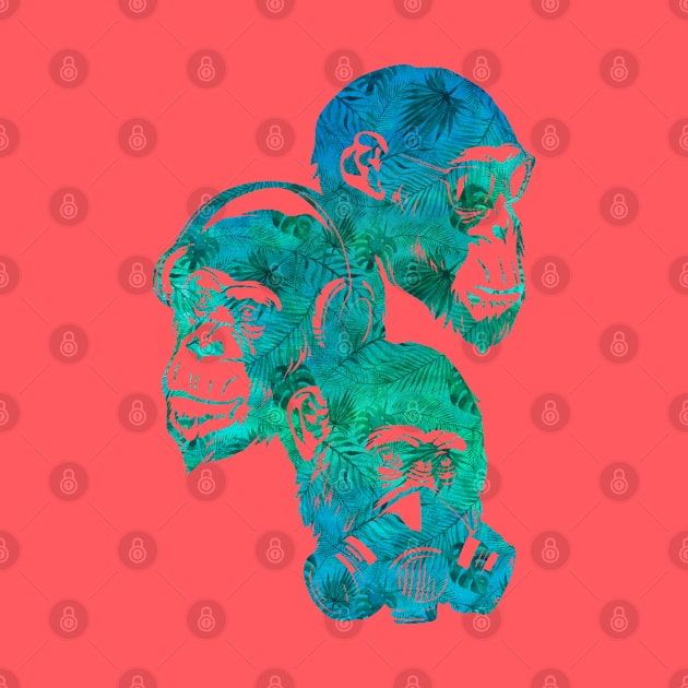 Three Monkey (Troical Blue) by TurkeysDesign