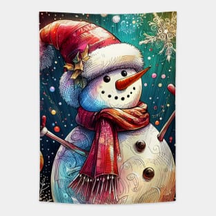 Discover Frosty's Wonderland: Whimsical Christmas Art Featuring Frosty the Snowman for a Joyful Holiday Experience! Tapestry