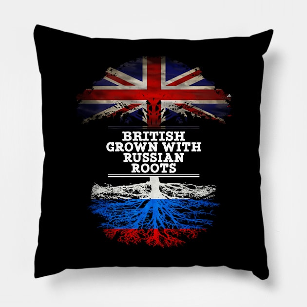 British Grown With Russian Roots - Gift for Russian With Roots From Russia Pillow by Country Flags