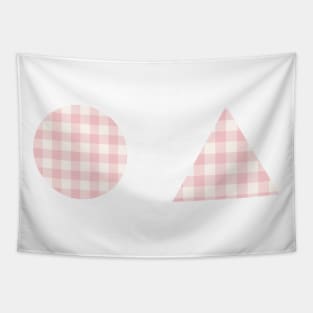 Pink Gingham Shapes Tapestry