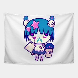 A CUTE KAWAI Zombie illustration design Tapestry