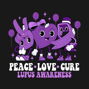 Purple Ribbon Survivor Groovy Lupus Awareness T-Shirt