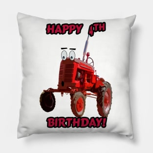 Happy 4th birthday tractor design Pillow