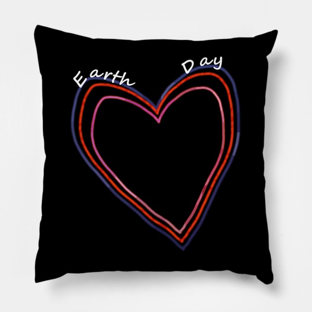 Earth Day Heart Eco Pillow by ellenhenryart