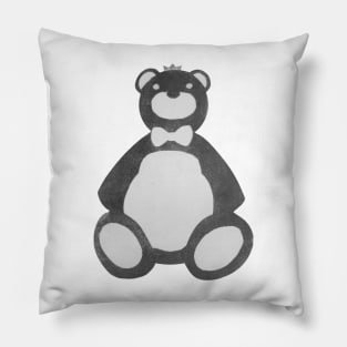 Grayscale Teddy Bear Pillow