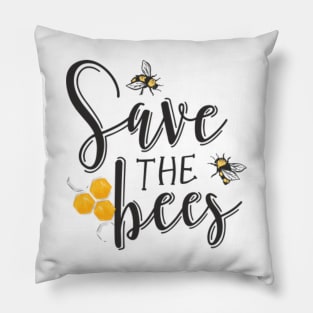 Save the Bees Typography - GraphicLoveShop Pillow