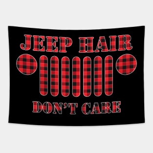 Jeep Hair Don't Care Red Plaid Buffalo Jeep Lover Jeep Men/Women/Kid Jeeps Tapestry