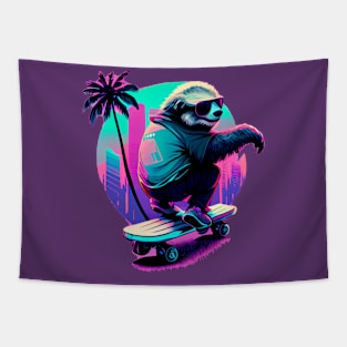 Skateboarding Sloth Tapestry