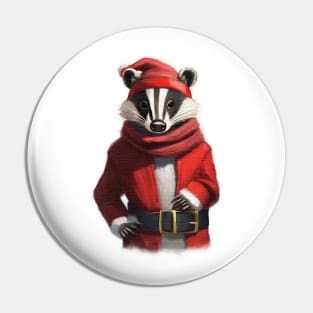 Santa Badger Pin