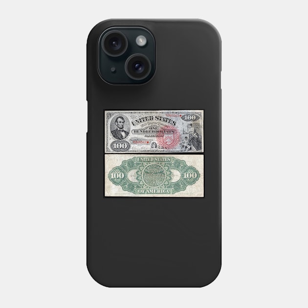 1869 $100 Dollar United States Treasury Note Phone Case by DTECTN